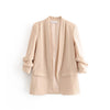 Casual women elegant blazer 2023 ladies ruched sleeve blazers jacket vintage female streetwear suits girls chic suit