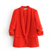 Casual women elegant blazer 2023 ladies ruched sleeve blazers jacket vintage female streetwear suits girls chic suit