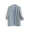 Casual women elegant blazer 2023 ladies ruched sleeve blazers jacket vintage female streetwear suits girls chic suit