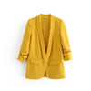 Casual women elegant blazer 2023 ladies ruched sleeve blazers jacket vintage female streetwear suits girls chic suit