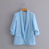 Casual women elegant blazer 2023 ladies ruched sleeve blazers jacket vintage female streetwear suits girls chic suit