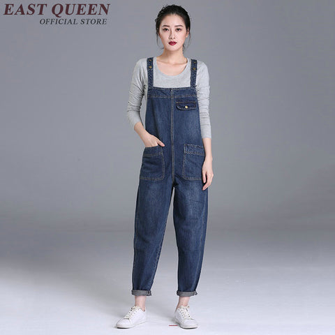 Casual womens jumpsuit long black denim jumpsuit slim dungarees bib overalls trousers pant plus size 5xl 6xl AA2916 YQ
