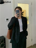 Celandine Women Double Breasted Loose Blazer Office Lady Loose Classic Coat Black Vintage Causal Suit Jacket Female Chic Outwear