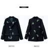 Celebrity Office Work OL Black Jacket Coat Autumn Spring  Embroidery Women Runway Overcoat Long Sleeve SY363