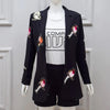 Celebrity Office Work OL Black Jacket Coat Autumn Winter  Bird Embroidery Women Runway Overcoat Long Sleeve Blazer