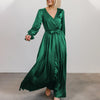 Celmia Casual Satin Solid Maxi Sundress Women V Neck Bandage Party Dress Flare Sleeve Long Robes 2022 Elegant Vestidos