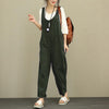 Linen Jumpsuits Women 2022 Backless Sleeveless Casual Bottoms Pockets Solid Loose Trousers Playsuits Plus Size Overalls