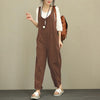Linen Jumpsuits Women 2022 Backless Sleeveless Casual Bottoms Pockets Solid Loose Trousers Playsuits Plus Size Overalls