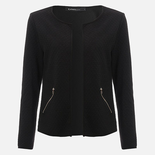 Women Blazers Short Jacket 2022 Autumn Winter Plaid Coat Casual Slim Suit Cardigan Blazer Feminino Grey Outwear Plus Size