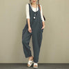 Women Jumpsuit 2022 Summer Autumn Cotton Linen Romper Casual Sleeveless Solid Loose Trousers Long Pants Overall S-2XL