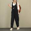 Women Jumpsuit 2022 Summer Autumn Cotton Linen Romper Casual Sleeveless Solid Loose Trousers Long Pants Overall S-2XL