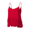 Newly Design Women Sexy Double Layer Loose Ruffle Chiffon Tops Sleeveless Beach Party Camisole Tank Top 80305
