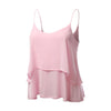 Newly Design Women Sexy Double Layer Loose Ruffle Chiffon Tops Sleeveless Beach Party Camisole Tank Top 80305