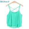 CharmDemon Sexy top tank womens Fashion Women Irregular Summer Strap Floral Print Chiffon Shirt Camisole VestG1