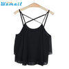 CharmDemon Sexy top tank womens Fashion Women Irregular Summer Strap Floral Print Chiffon Shirt Camisole VestG1