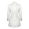 Charming 2023 Spring Women Notched Long Sleeve Double Breasted Button Slim Casual White Long Blazer Outerwear