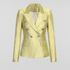 Slim Long Sleeve Golden Fashion Ladies Small Suit Jacket Double Breasted OL Commuter Women's Suit