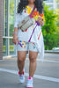 ChcoMist  Two Piece Street Splash Ink Print Asymmetrical Solid Two Piece Shorts Set LY009