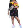 ChcoMist  Two Piece Street Splash Ink Print Asymmetrical Solid Two Piece Shorts Set LY009