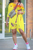 ChcoMist  Two Piece Street Splash Ink Print Asymmetrical Solid Two Piece Shorts Set LY009
