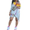 ChcoMist  Two Piece Street Splash Ink Print Asymmetrical Solid Two Piece Shorts Set LY009