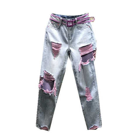 2022 spring summer autumn casual Denim women Pants woman female OL ripped jeans Py1304