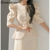 Chic Apricot Blazer and Skirt Set Women 2023 Summer Elegant 2 Piece Set Women Dress Skirt Korean Business OL Skirt Suit