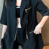 Chic Blazers Women Casual Harajuku Summer Street Chain Black Zipper Half-sleeve Cool Comfort Thin Breathable Coat Office New