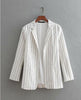 Chic Contrast Black Striped Roll up Cuff White Blazer 2022 Woman Notched Collar Slim fit Suit Casual Jacket Coat Outerwear