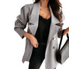 Chic Double Breasted Women Formal Suit Jacket Women Coat Anti-fade  Pleated Shoulder