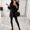 Chic Double Breasted Women Formal Suit Jacket Women Coat Anti-fade  Pleated Shoulder