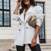 Chic Double Breasted Women Formal Suit Jacket Women Coat Anti-fade  Pleated Shoulder
