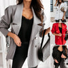 Chic Double Breasted Women Formal Suit Jacket Women Coat Anti-fade  Pleated Shoulder