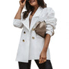 Chic Double Breasted Women Formal Suit Jacket Women Coat Anti-fade  Pleated Shoulder