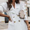 Chic Double Breasted Women Formal Suit Jacket Women Coat Anti-fade  Pleated Shoulder