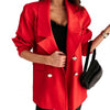Chic Double Breasted Women Formal Suit Jacket Women Coat Anti-fade  Pleated Shoulder