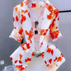 Chic Elegant Ink Painting Single Button Thin Blazer Coat Comfy Women Blazer Single Button Loose Thin Suit Jacket Outerwear