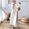 Chic Elegant Woman Woolen Dress Lace Up Autumn 2022 O-neck Long Sweater Dress Female Vestido Winter High Waisted Knitwear OL