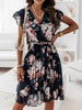 Chic Floral Printed Dress Women Elegant Summer V Neck Chiffon Midi Dresses Female A-Line Sundress Holiday Party Vestidos 2023