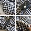 Chic Houndstooth Blazers Women Winter Spring Suit Jackets with Waist Bag office lady Double Breasted blazer feminino