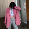 Chic Loose Light Pink Women Blazer Spring Summer Single Buttons Female Oversized Suit Jacket Full Sleeve Outwear