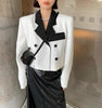 Chic Patchwork Color Blazer For Women Spring Summer High Street Long Sleeve Double Breasted Crop Suit Jacket Lady Blazer Outwear