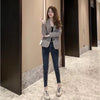 Chic Plaid Blazer Student Casual Office Blazer Korean Simple All-Match Jacket Temperament Coats Spring Autumn Thin Suit