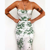 Chic Sexy Women Summer Dress Floral Print Dresses 2023 Slash Neck Hollow Out Backless Slip Dress Midi A-line Spaghetti Strap