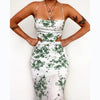 Chic Sexy Women Summer Dress Floral Print Dresses 2023 Slash Neck Hollow Out Backless Slip Dress Midi A-line Spaghetti Strap