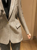 Women's Chic Spring Autumn Retro College Style Blazer V-Neck Long Sleeve Jacket