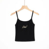 Chic Street Girls Fashion Gia Letter Embroidery Cami Top Women Summer Sexy Sleeveless Skinny Crop Tops Harajuku Casual White Tee