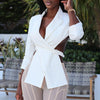 Chic Waist-exposed Lapel Lady Jacket Lady Blazer Backless  Low-cut