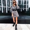 Chic Women Suits In Stock SIngle Breasted Long Lantern Sleeve Blazer Dress  Slim Fit Daily Casual Coat 1 Piece