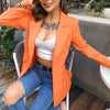 Chicology Neon Pocket Double Breasted Blazer Long Sleeve Slim Elegant Solid Coat Jacket Women Autumn Winter Lengthen Windbreak